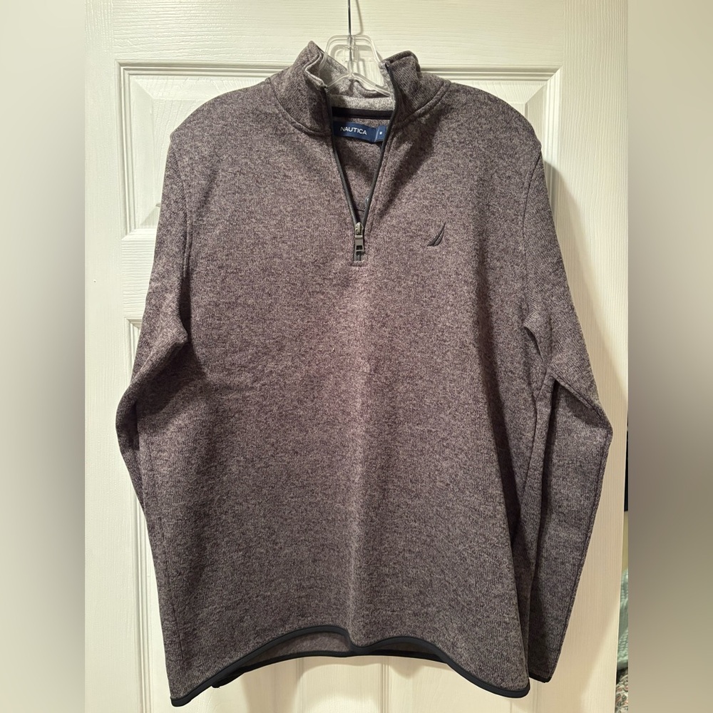 Nautica Gray Zip Up Sweater with Mock Neck